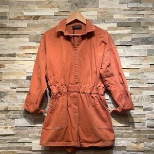 MINKPINK M Romper Jumpsuit | Burnt Orange Rust Fall Utility One Piece, Pockets